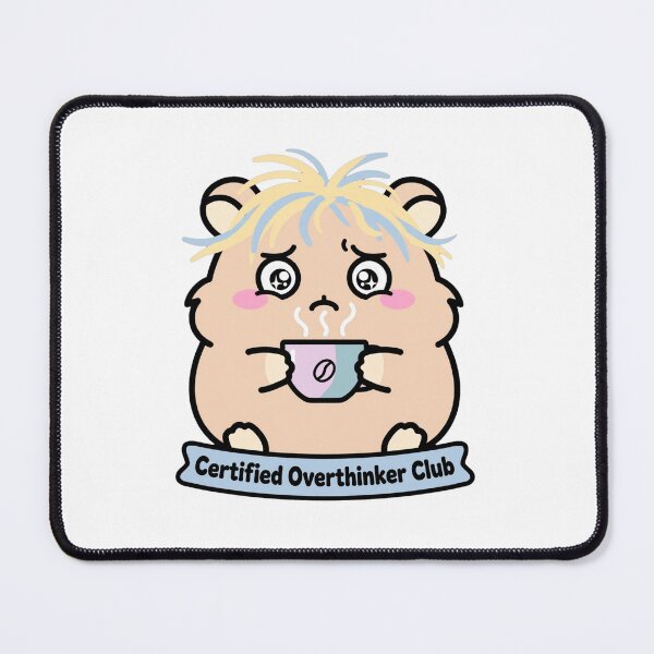 Item preview, Certified Overthinker Club - Cute Hamster Coffee Anxiety Sticker 2 designed and sold by Fulaly.