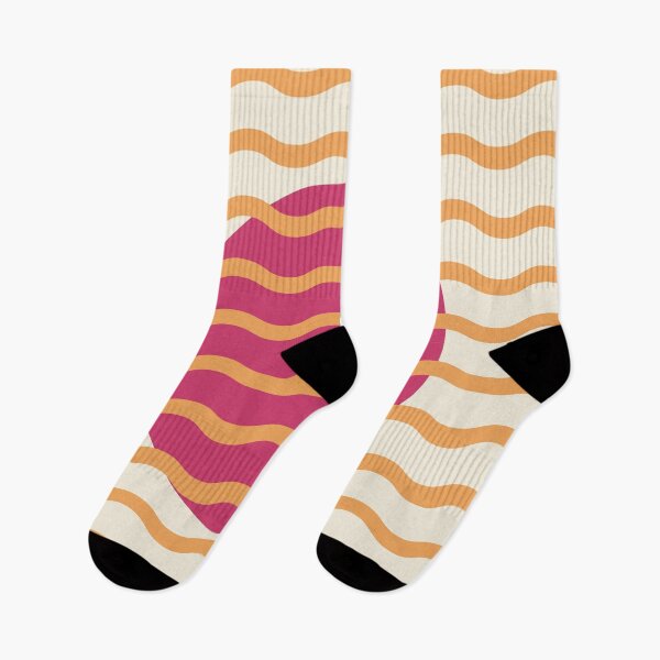 Item preview, Retro Wavy Pattern Dusty Raspberry & Soft Tangerine Groovy Abstract Design designed and sold by nineFlorals.