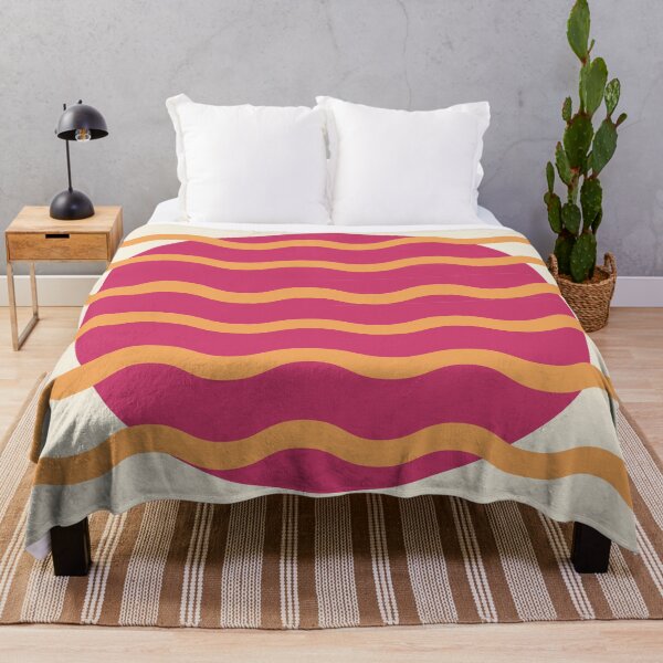 Item preview, Retro Wavy Pattern Dusty Raspberry & Soft Tangerine Groovy Abstract Design designed and sold by nineFlorals.