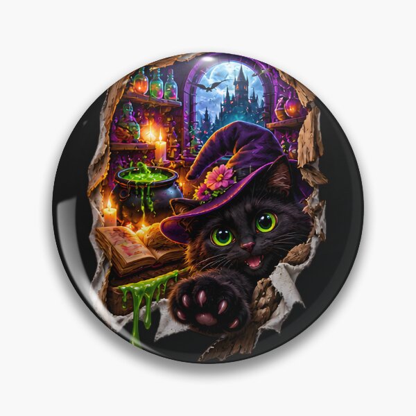 Item preview, 3D Witchy Black Cat Magic Portal designed and sold by AI-Only Creations.