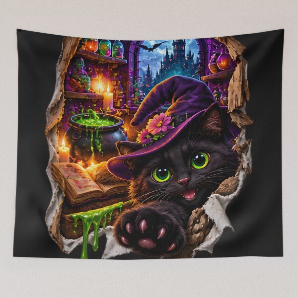 Item preview, 3D Witchy Black Cat Magic Portal designed and sold by AI-Only Creations.