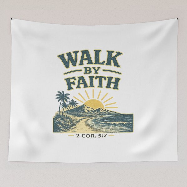 Item preview, Walk by Faith – 2 Corinthians 5:7 Christian Scripture Ocean Wave Design designed and sold by SoulThread Studio.