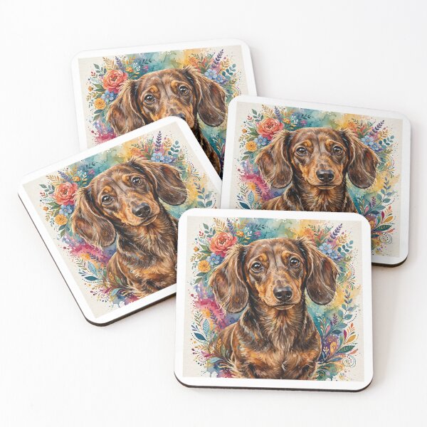 Item preview, Floral Watercolor Dachshund - Colorful Botanical Dog Portrait - 2026 Artistic Pet Lover designed and sold by Csaba1983.