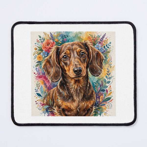 Item preview, Floral Watercolor Dachshund - Colorful Botanical Dog Portrait - 2026 Artistic Pet Lover designed and sold by Csaba1983.