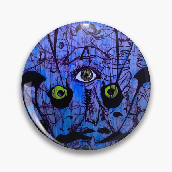Item preview, Untitled Abstract Drawing Owl Faces Eyes Sketch Blue Yellow Black designed and sold by CristianJArt.