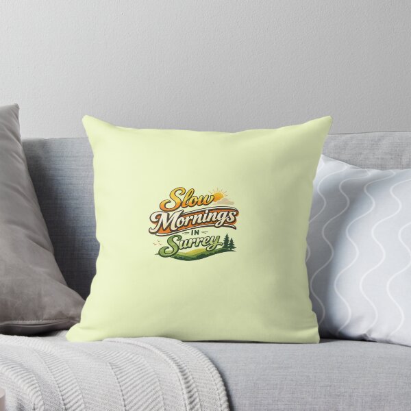 Item preview, Slow Mornings In Surrey Retro Countryside Sunrise Typography Design designed and sold by ThatSurreyLife.
