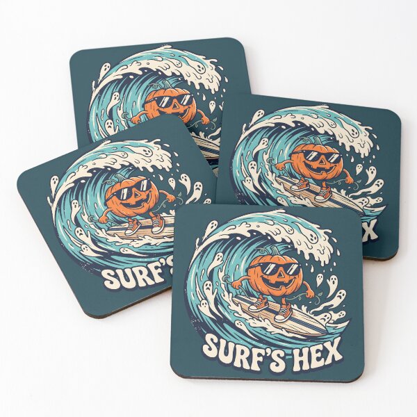 Item preview, "Surf's Hex" Pumpkin Surfer Halloween Cute Spooky Coastal Design designed and sold by Sea Gem.