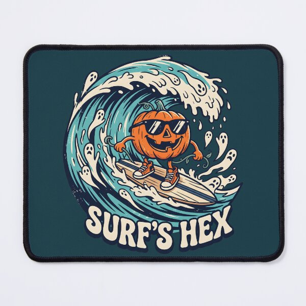 Item preview, "Surf's Hex" Pumpkin Surfer Halloween Cute Spooky Coastal Design designed and sold by Sea Gem.