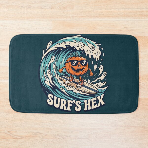 Item preview, "Surf's Hex" Pumpkin Surfer Halloween Cute Spooky Coastal Design designed and sold by Sea Gem.