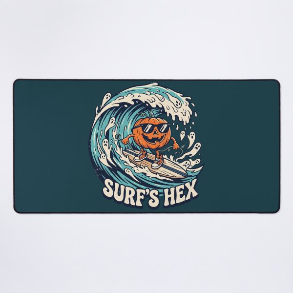 Item preview, "Surf's Hex" Pumpkin Surfer Halloween Cute Spooky Coastal Design designed and sold by Sea Gem.