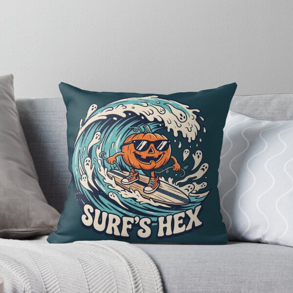 Item preview, "Surf's Hex" Pumpkin Surfer Halloween Cute Spooky Coastal Design designed and sold by Sea Gem.