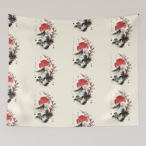 Item preview, Find Your Zen – Japanese Mountain Sakura Landscape designed and sold by LunaVales.