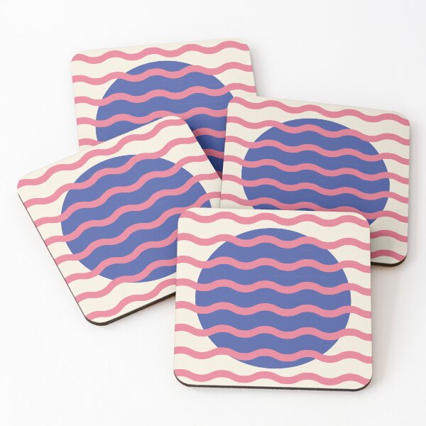 Item preview, Retro Wavy Pattern Periwinkle Indigo & Soft Coral Pink Groovy Abstract Design designed and sold by nineFlorals.