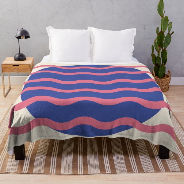 Item preview, Retro Wavy Pattern Periwinkle Indigo & Soft Coral Pink Groovy Abstract Design designed and sold by nineFlorals.