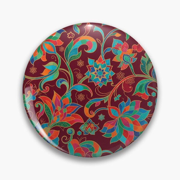 Item preview, Burgundy Floral Paisley Boho Ornament Pattern designed and sold by TheNightsCrest.