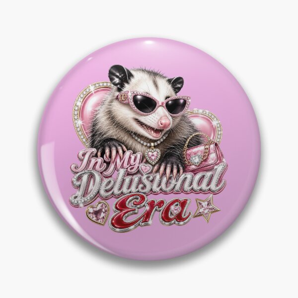 Item preview, In My Delusional Era Pink Glam Opossum Funny Y2K Aesthetic designed and sold by Randomnessy.