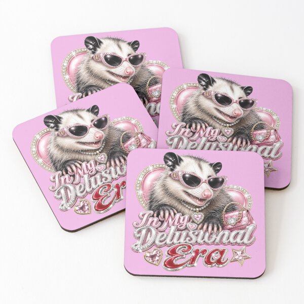 Item preview, In My Delusional Era Pink Glam Opossum Funny Y2K Aesthetic designed and sold by Randomnessy.