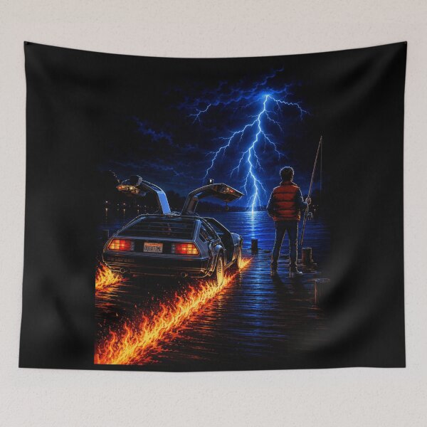 Item preview, Back To The Lake Time Travel - Funny Retro Sci-Fi Fishing designed and sold by GeekAnglerStore.