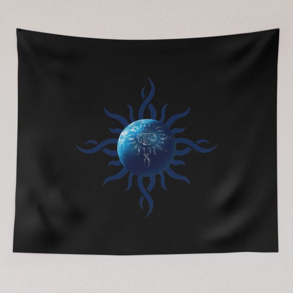 Item preview, Abstract Blue Sun Celestial Tribal Flames -8 designed and sold by CuteBots.