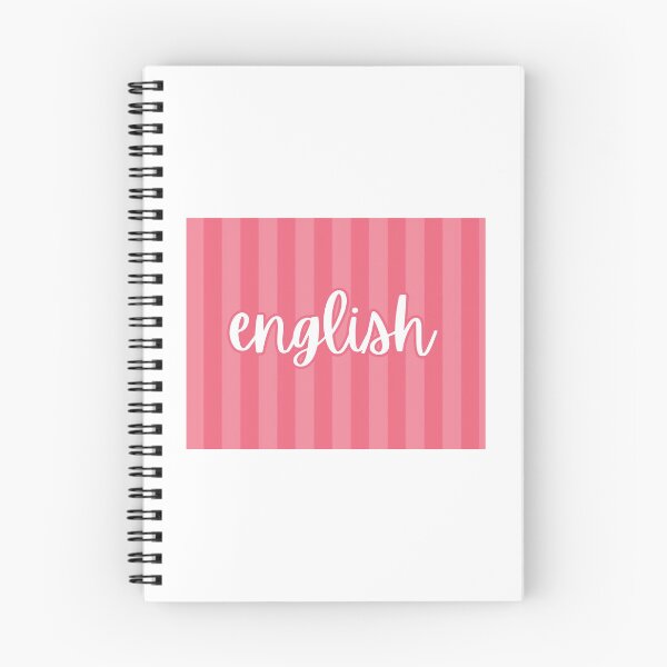 Item preview, english folder label salmon stripe designed and sold by pinkandpreppyschoolsupplies.