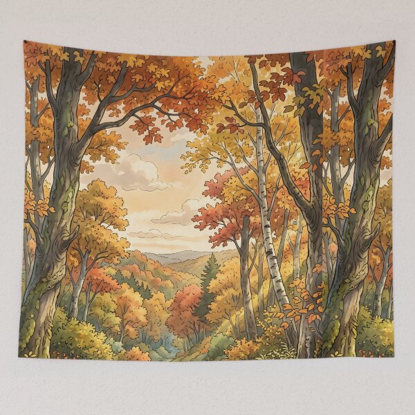 Item preview, 80s Retro Anime Forest Landscape | Autumn, Fall designed and sold by Animania-AnimeS.