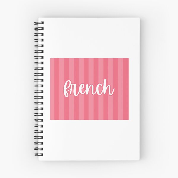 Item preview, french folder label salmon stripe designed and sold by pinkandpreppyschoolsupplies.