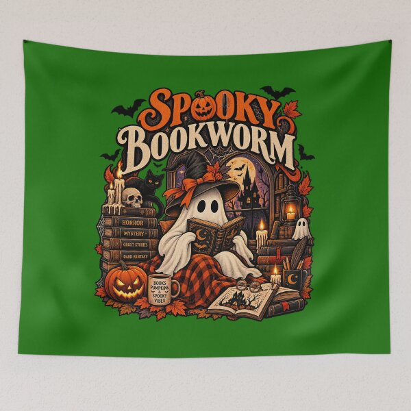 Item preview, Spooky Bookworm Cute Ghost Reading Halloween Book Lover Design designed and sold by mocci10.