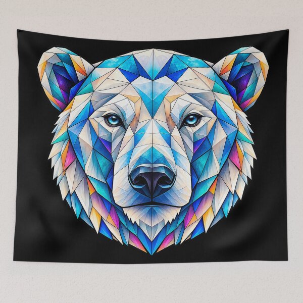 Item preview, Geometric Blue Polar Bear: Arctic Animal Art, for Wildlife & Nature Lovers designed and sold by Geometric Art..