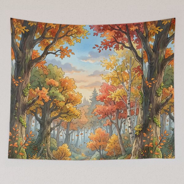 Item preview, 80s Retro Anime Forest Landscape | Autumn, Fall, Ghost, Halloween designed and sold by Animania-AnimeS.