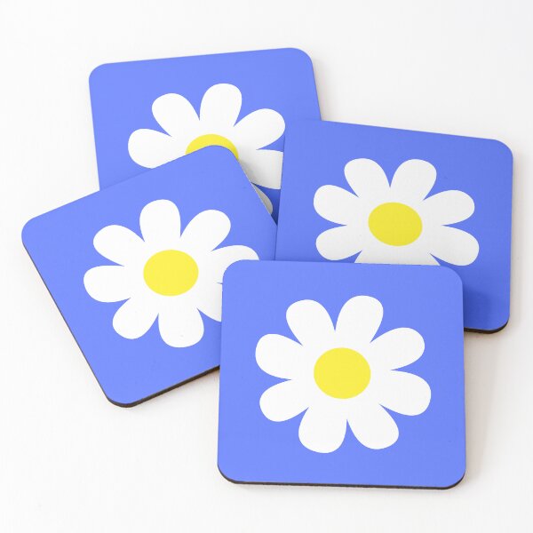 Item preview, White Daisy Flower Bright Blue Retro Design designed and sold by GemsAnatomy.