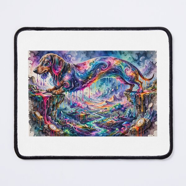 Item preview, Galaxy Dachshund Bridge - Surreal Cosmic Doxie - Dali Melting Universe Dog Art designed and sold by Csaba1983.