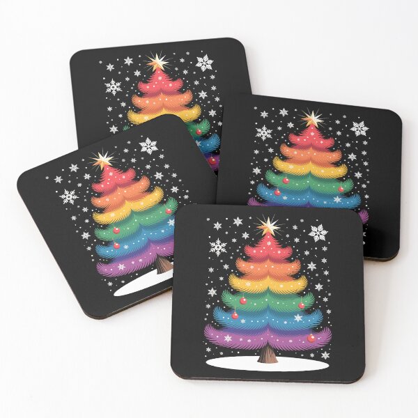 Item preview, Rainbow Christmas Tree with Snowflakes designed and sold by jkrphoto.