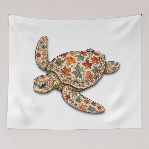 Item preview, Diving Maple Turtle | Ocean Autumn Maples Art Collection designed and sold by Zaru Art Studio.