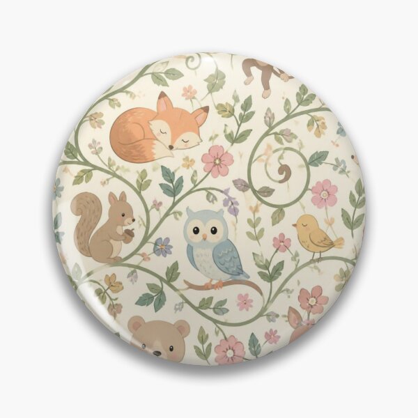 Item preview, Cute Woodland Animals Floral Pattern With Fox Owl Deer Bunny And Bear designed and sold by ThatSurreyLife.