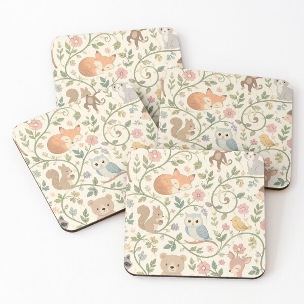 Item preview, Cute Woodland Animals Floral Pattern With Fox Owl Deer Bunny And Bear designed and sold by ThatSurreyLife.