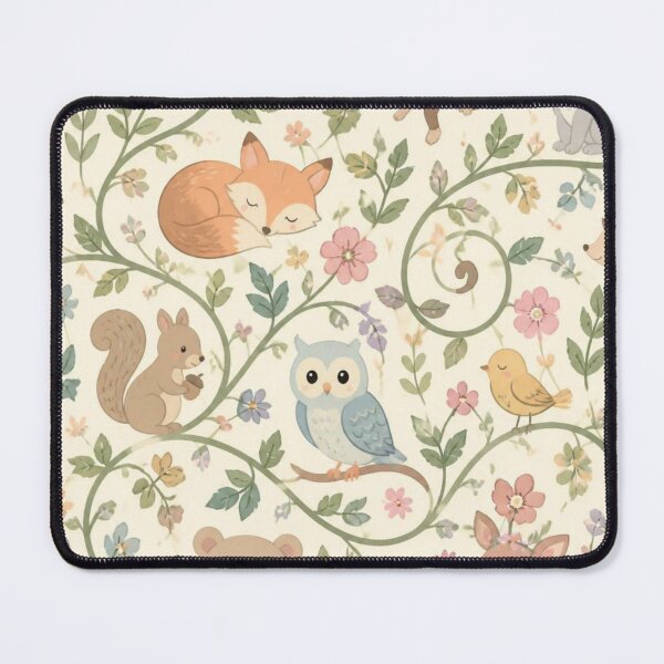 Item preview, Cute Woodland Animals Floral Pattern With Fox Owl Deer Bunny And Bear designed and sold by ThatSurreyLife.