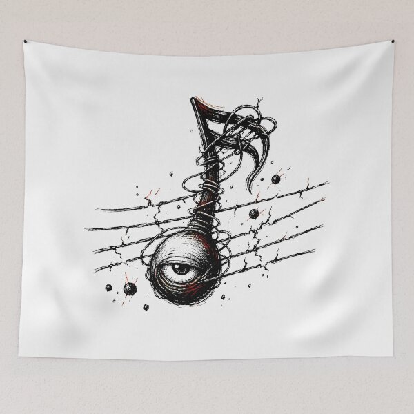 Item preview, Gothic Eyeball Music Note Dark Surreal Ink Sketch designed and sold by chattsuede.