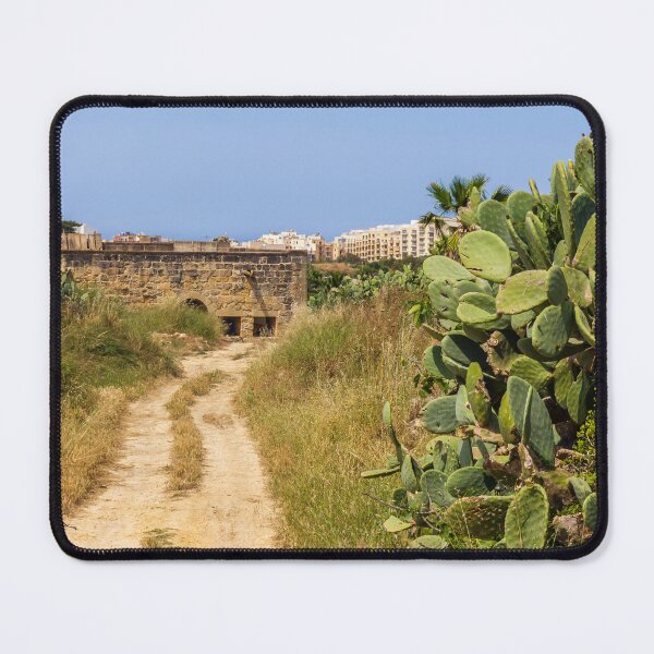 Item preview, Rural Dirt Road Flanked by Prickly Pear Cactus and Ancient Stone Wall Near Mediterranean Coast designed and sold by Nmallia.