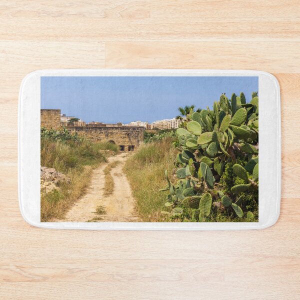 Item preview, Rural Dirt Road Flanked by Prickly Pear Cactus and Ancient Stone Wall Near Mediterranean Coast designed and sold by Nmallia.