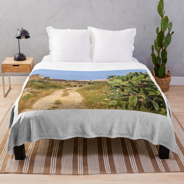 Item preview, Rural Dirt Road Flanked by Prickly Pear Cactus and Ancient Stone Wall Near Mediterranean Coast designed and sold by Nmallia.