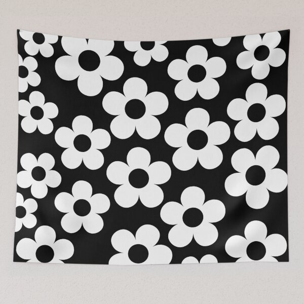 Item preview, Bold Black and White Retro Floral Pattern designed and sold by GemsAnatomy.