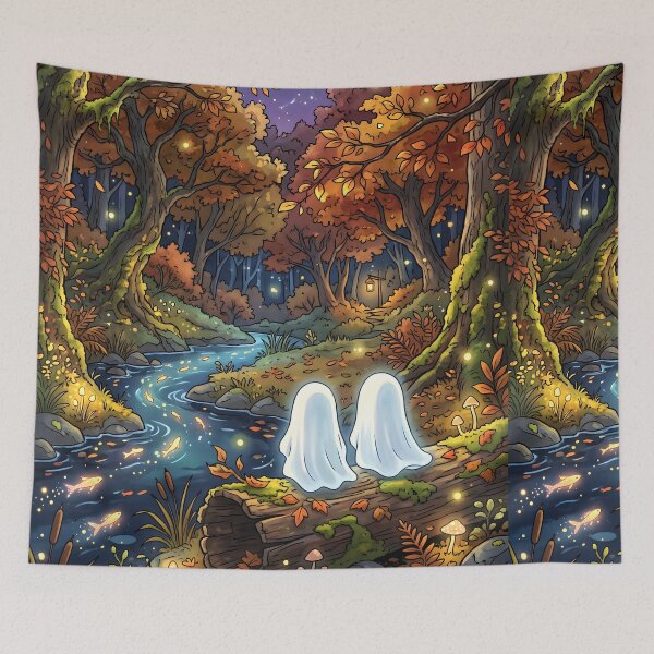 Item preview, 80s Retro Anime Forest Landscape | Autumn, Fall, Ghost, Halloween designed and sold by Animania-AnimeS.