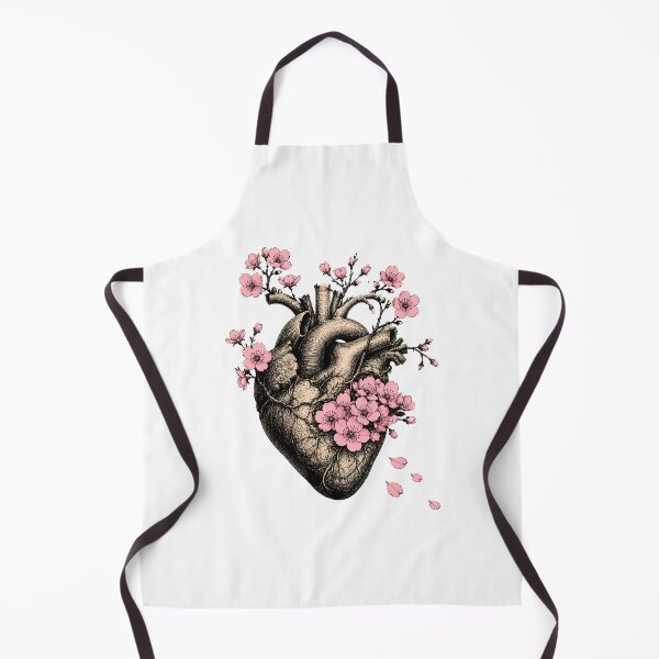 Item preview, Anatomical Heart Cherry Blossom Botanical Ink Sketch designed and sold by chattsuede.