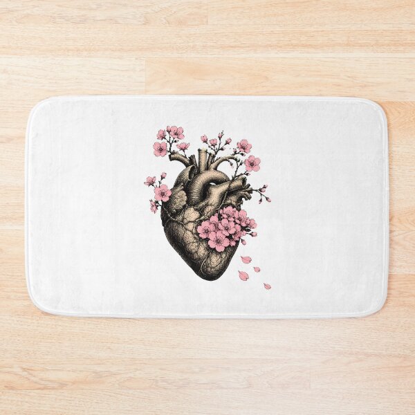 Item preview, Anatomical Heart Cherry Blossom Botanical Ink Sketch designed and sold by chattsuede.