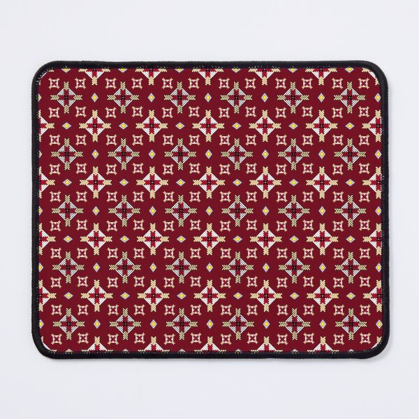 Item preview, Thai Woven Star Seamless Pattern Crimson Gold Traditional Thai Basket Weave Geometric Fabric Design designed and sold by KOPatternCo.
