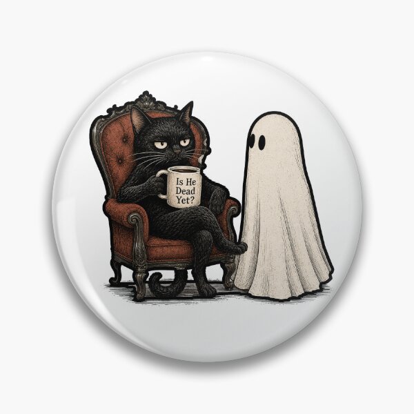 Item preview, is He Vintage Dead Yet Dark Ghost & Cat Humor Retro Tee designed and sold by BornBorn.
