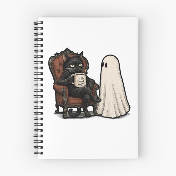 Item preview, is He Vintage Dead Yet Dark Ghost & Cat Humor Retro Tee designed and sold by BornBorn.
