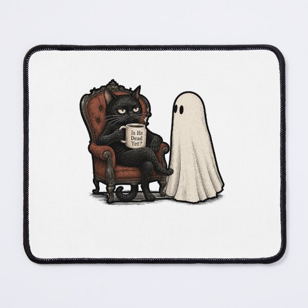 Item preview, is He Vintage Dead Yet Dark Ghost & Cat Humor Retro Tee designed and sold by BornBorn.