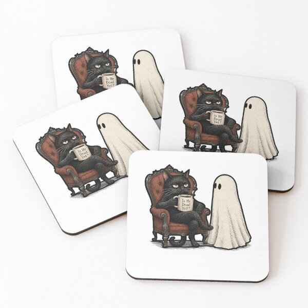 Item preview, is He Vintage Dead Yet Dark Ghost & Cat Humor Retro Tee designed and sold by BornBorn.