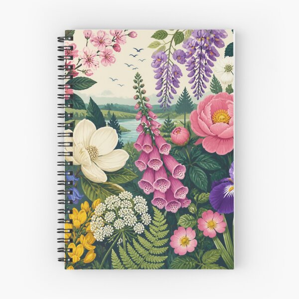 Item preview, Colourful Wildflower Botanical Garden Landscape Floral Nature Illustration designed and sold by ThatSurreyLife.